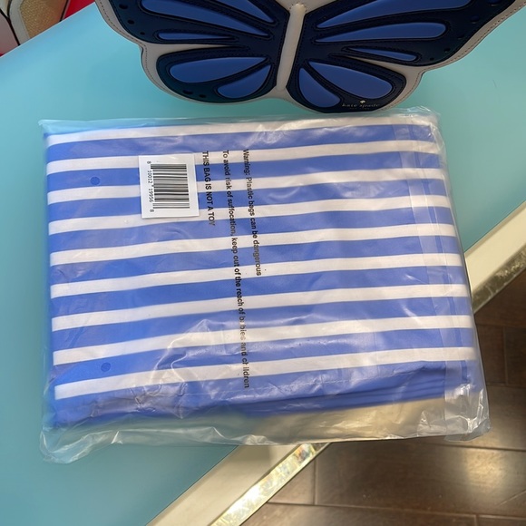 Kate Spade Purple-Blue Canvas Tote XL Reusable Shopping Beach Bag - Picture 11 of 16